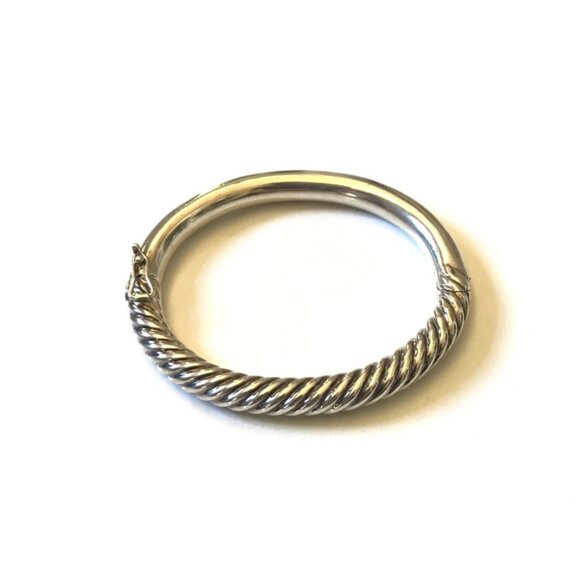 David Yurman Cable Hinge Bangle Bracelet Womens .925 Sterling Silver Twisted DY - Picture 1 of 10